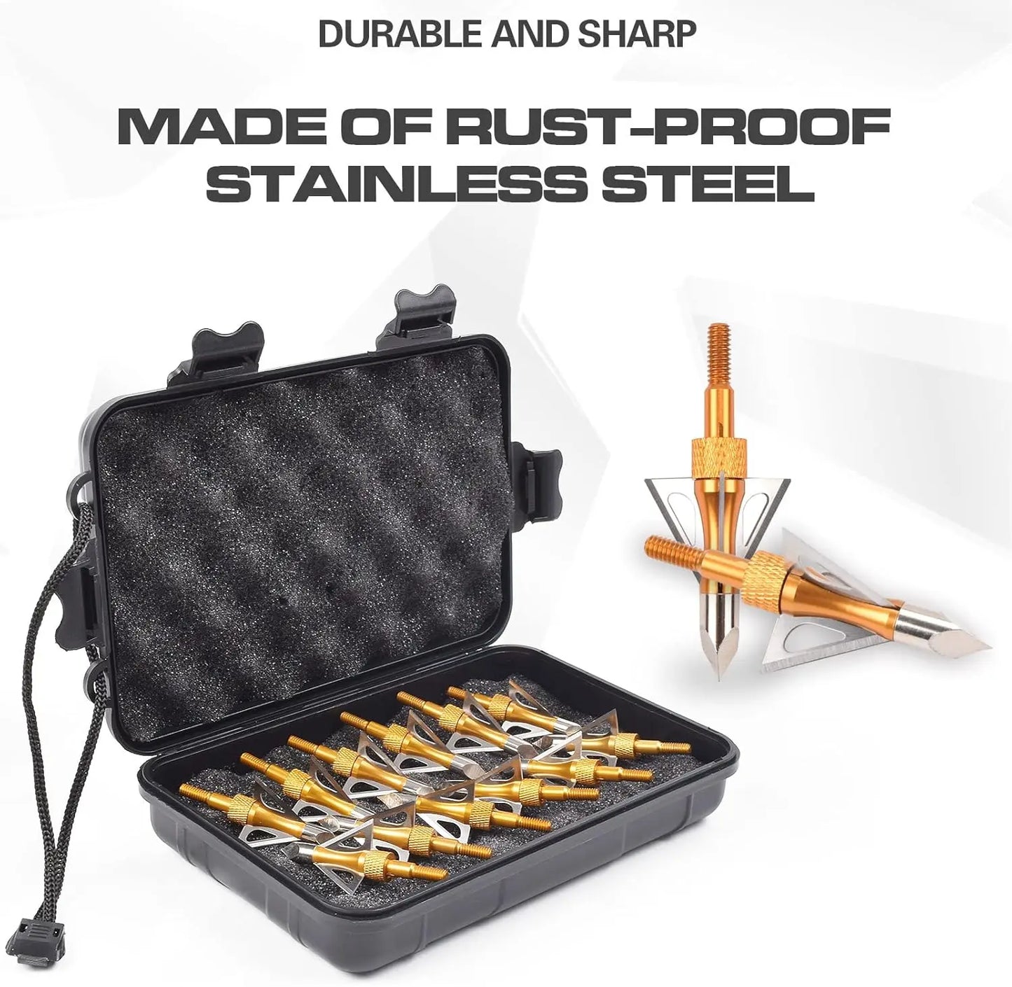 12PK 3 Blades Screw-in Broadheads 100 Grain Storage Case