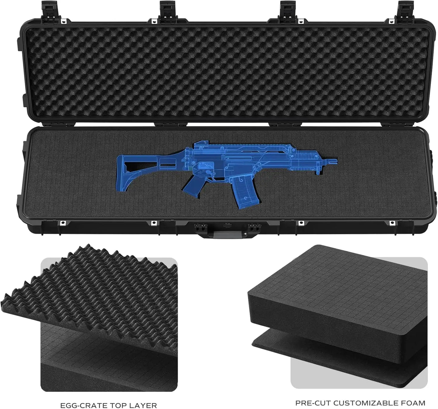 Tactical Rifle Case, All Weather Hard Gun Case with Wheels