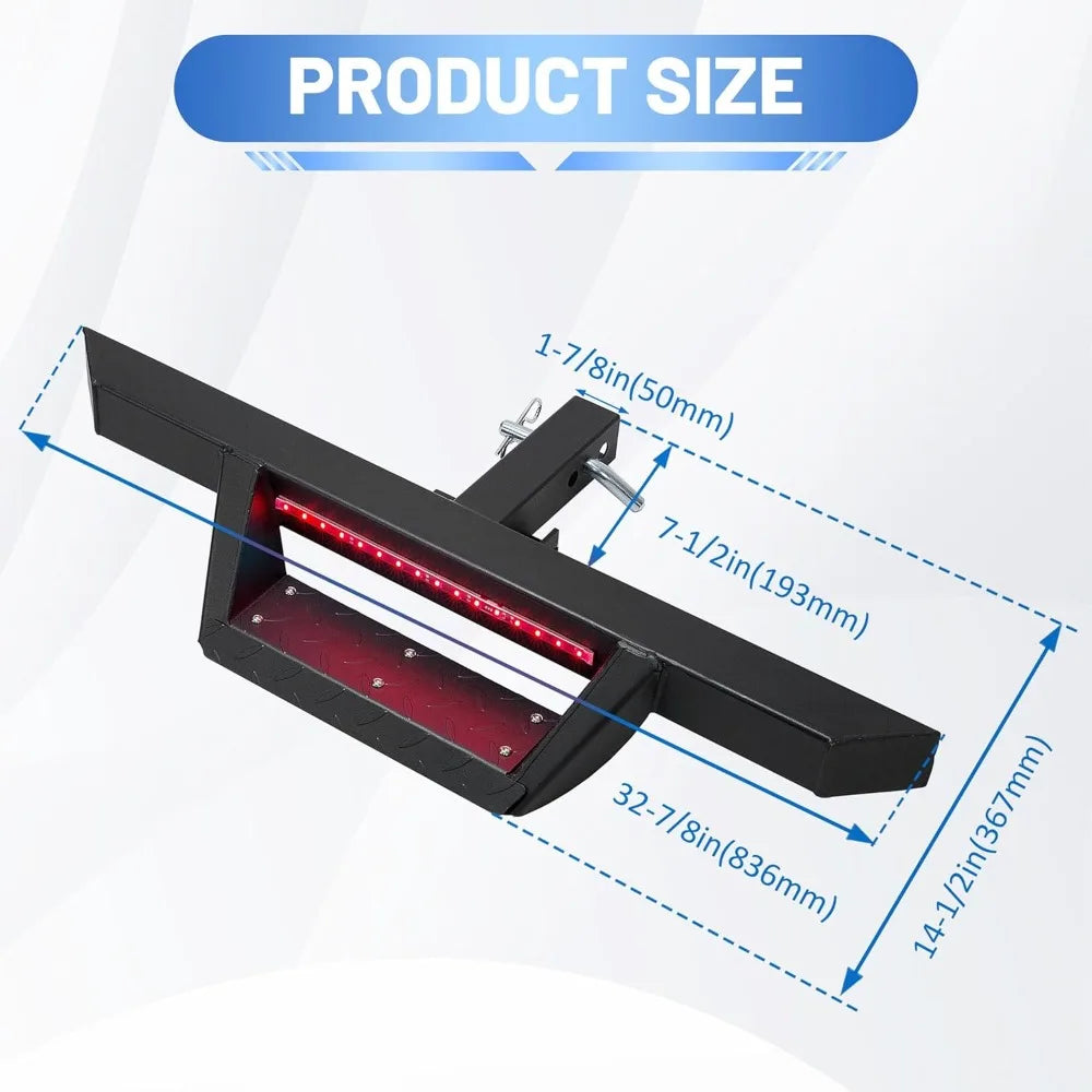 Universal Drop Hitch Step w/LED Brake Light for 2" Receiver
