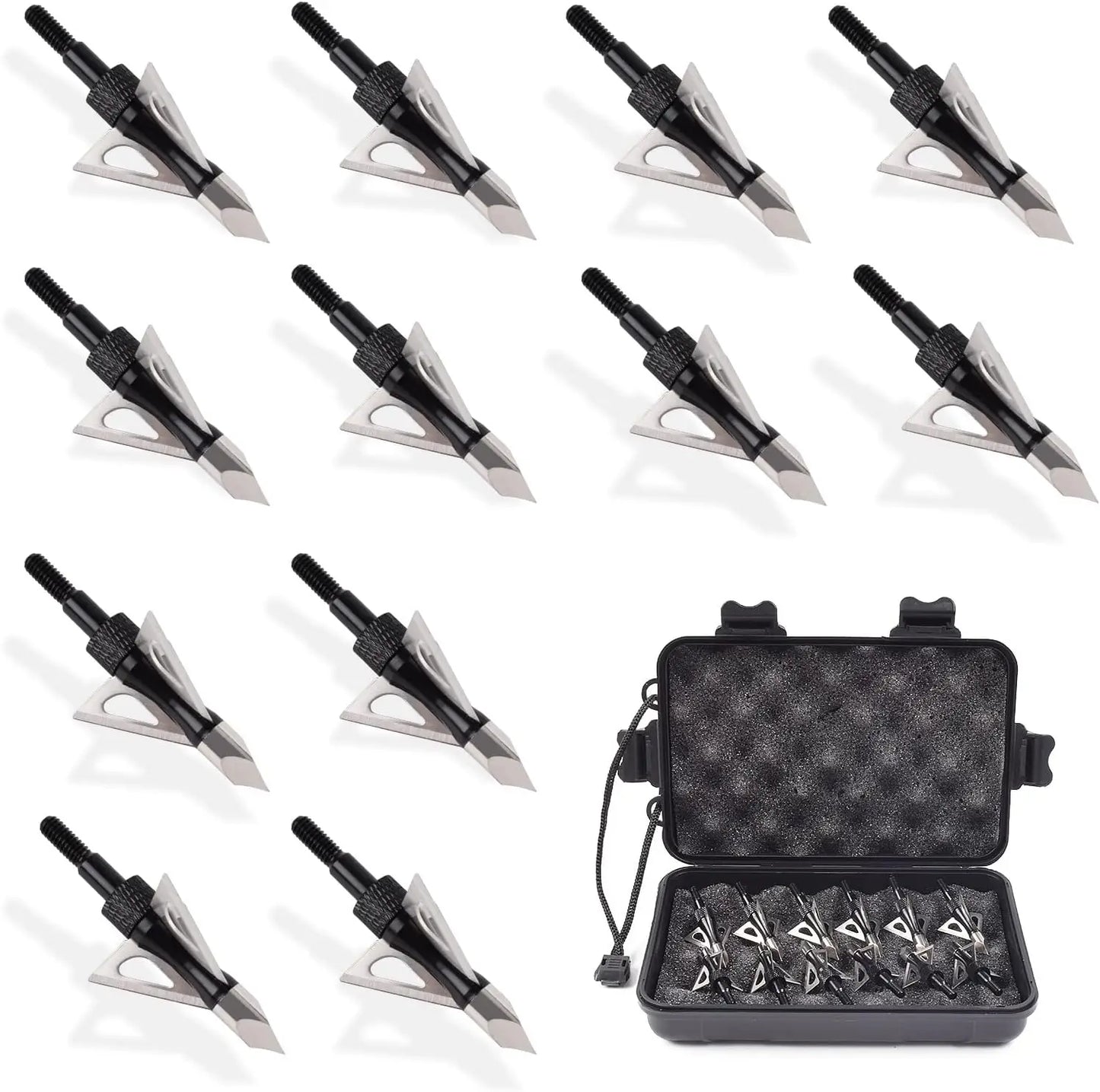 12PK 3 Blades Screw-in Broadheads 100 Grain Storage Case