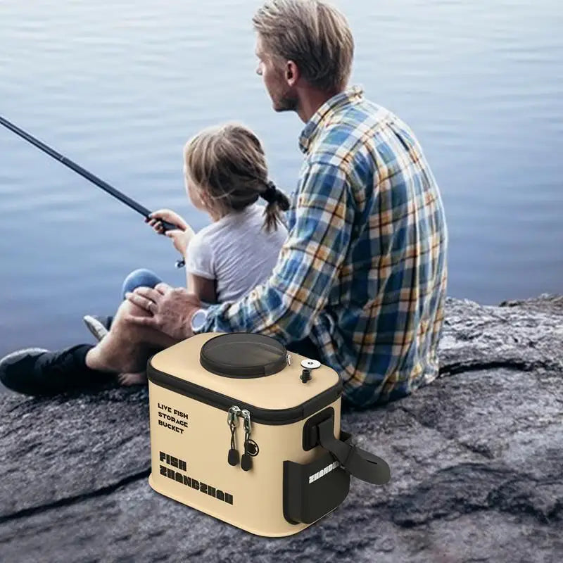 Foldable Live Fish Bucket Fishing Bucket Outdoor Multifunctional EVA Fishing Bag