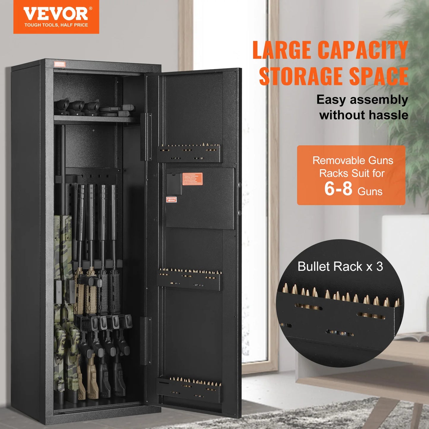 VEVOR 6 To 12 Rifle Safe With Lock And Digital Keypad, Adjustable Gun Racks, Heavy Duty Construction