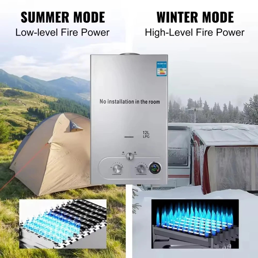 6L-18L LPG Gas Hot Water Heater Propane Gas Stainless Steel Tankless Boiler