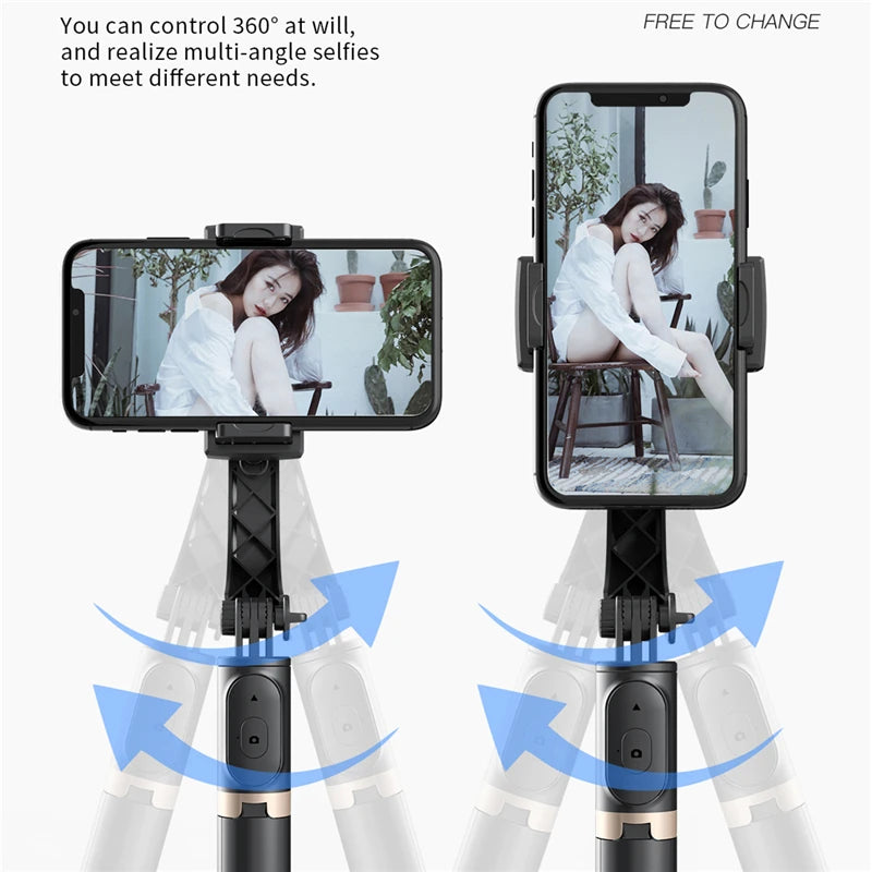 Gimbal Stabilizer Selfie Stick Wireless Foldable Tripod