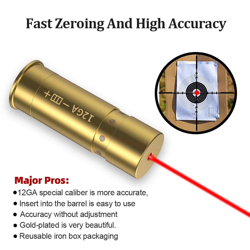 12GA Cartridge Red Dot Laser Boresighter