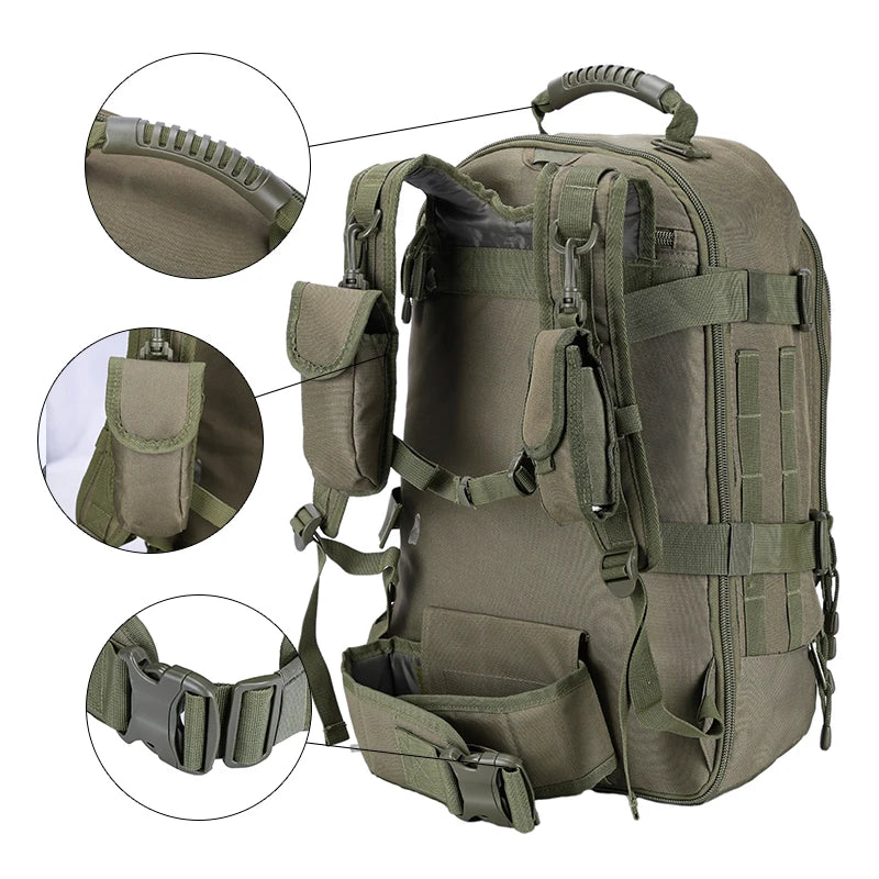 LQARMY Unisex Tactical Backpack For Hiking And Camping With Molle System Durable Nylon