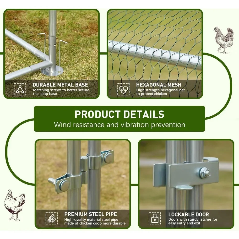 Large Metal Chicken Coop, Wire Mesh Chicken Run, Chicken Pen