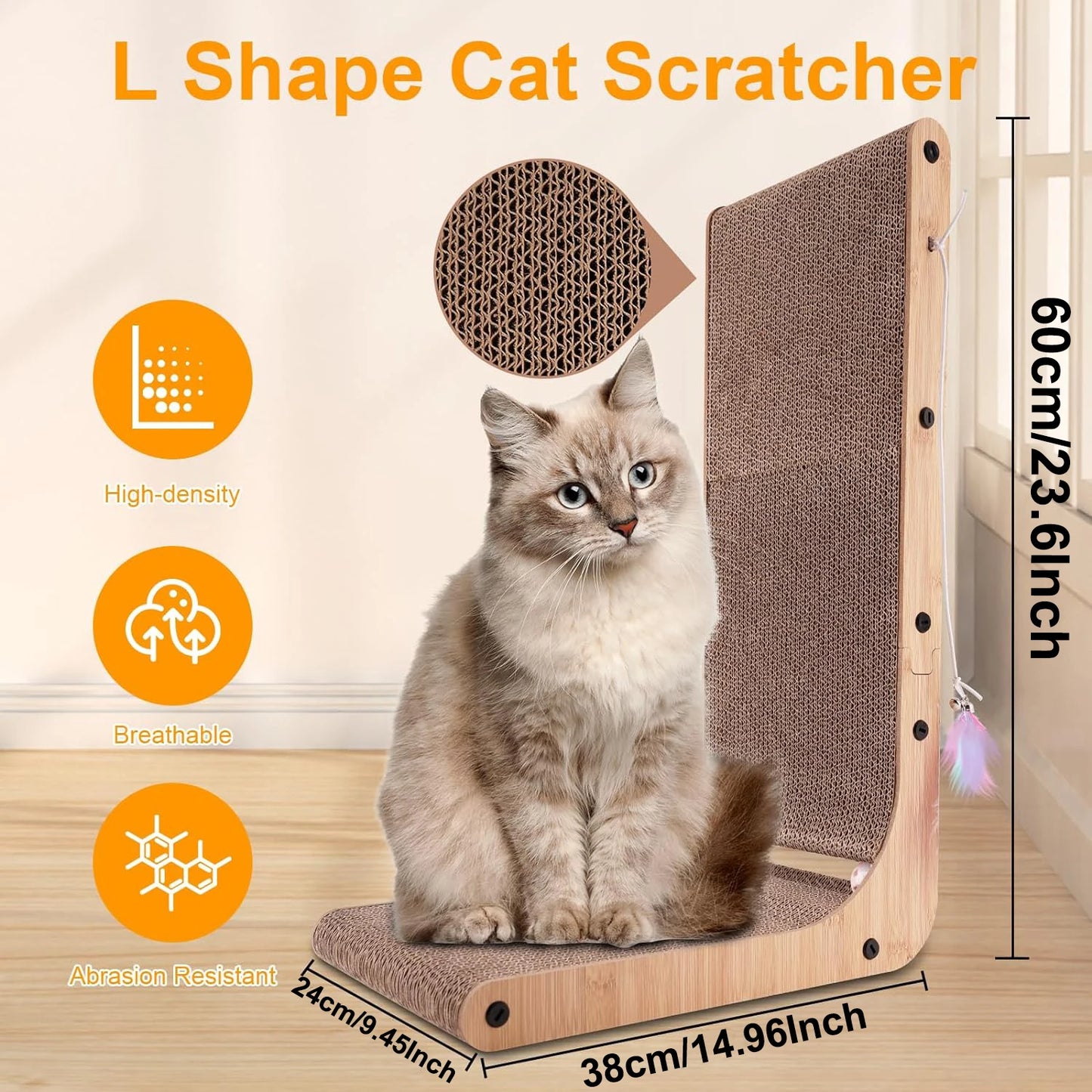 L Shape 23.6 Inch Cat Scratchers for Indoor Cats,