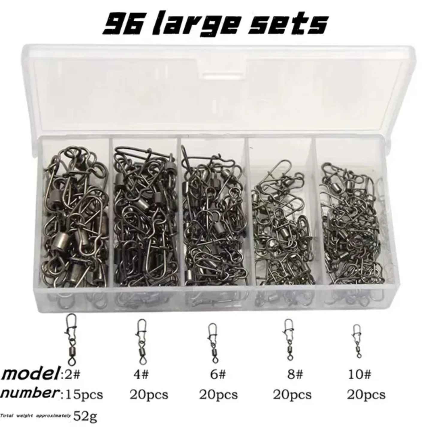 96-211pc/box Stainless Steel Fishing Connector Pin 4# 6# 8#10#12# Bearing Rolling Swivel