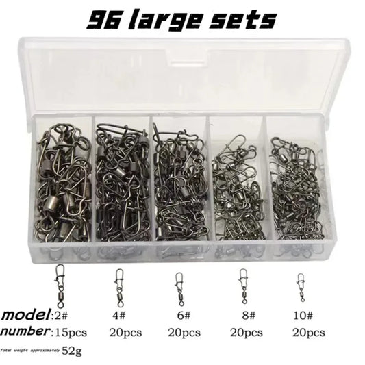 96-211pc/box Stainless Steel Fishing Connector Pin 4# 6# 8#10#12# Bearing Rolling Swivel