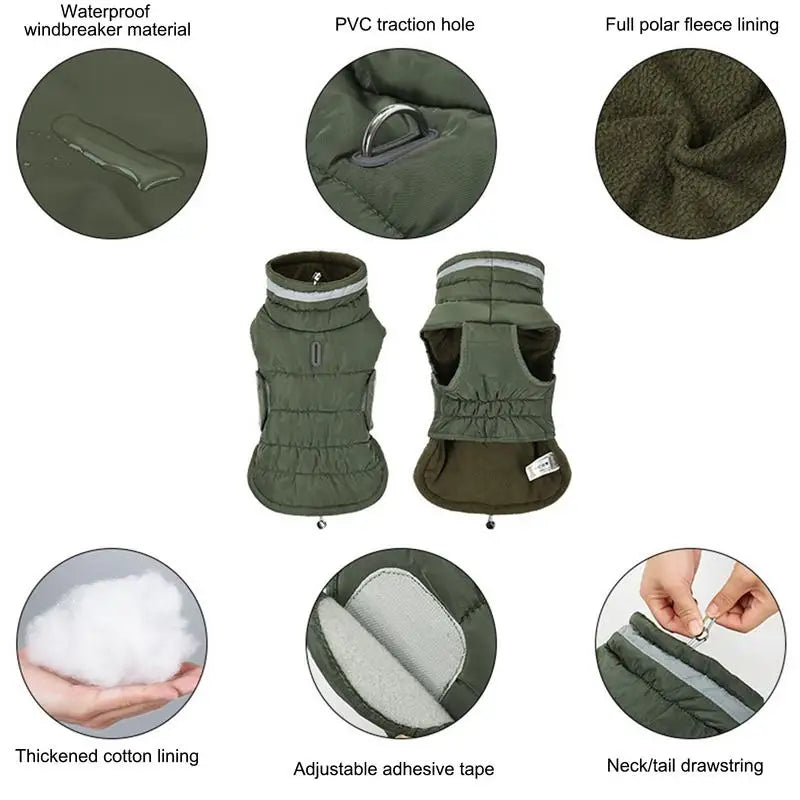 Winter Pet Warm Thickened Waterproof Fleece Line Comfortable Reflective