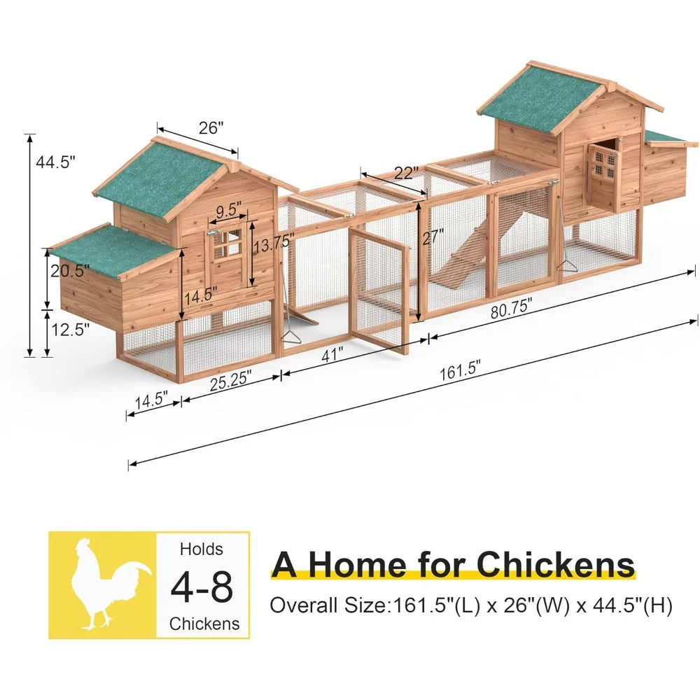 Outdoor Chicken Coop for 4-8 Chickens Wooden Hen Rabbit House