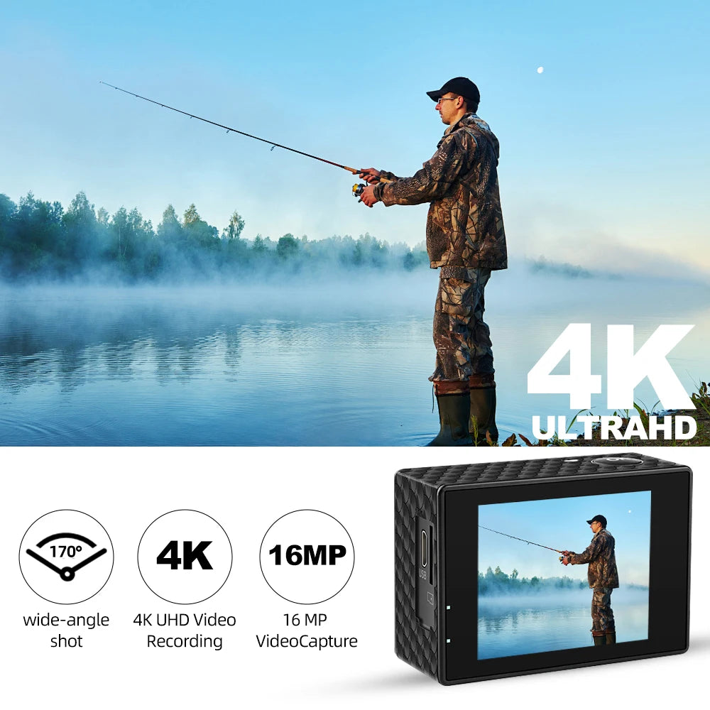 Action Camera Wi-Fi 2.0" Screen Webcam 30M Helmet Video Recording Sport Camera