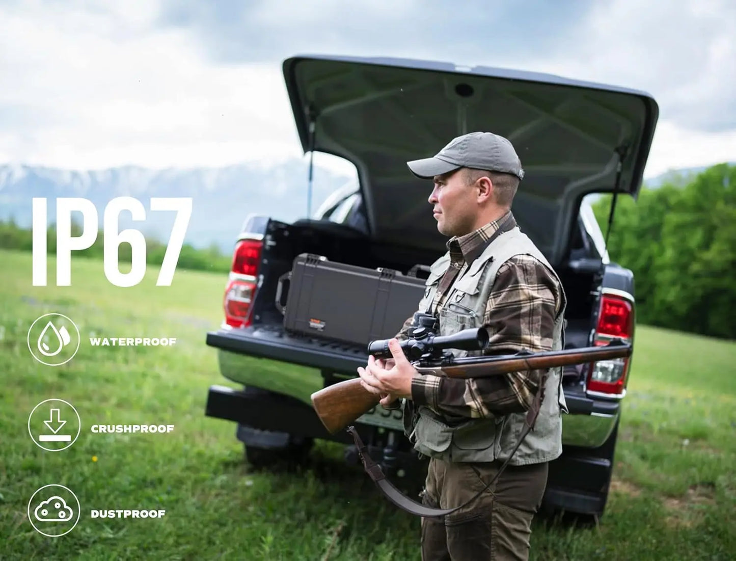 Tactical Rifle Case, All Weather Hard Gun Case with Wheels