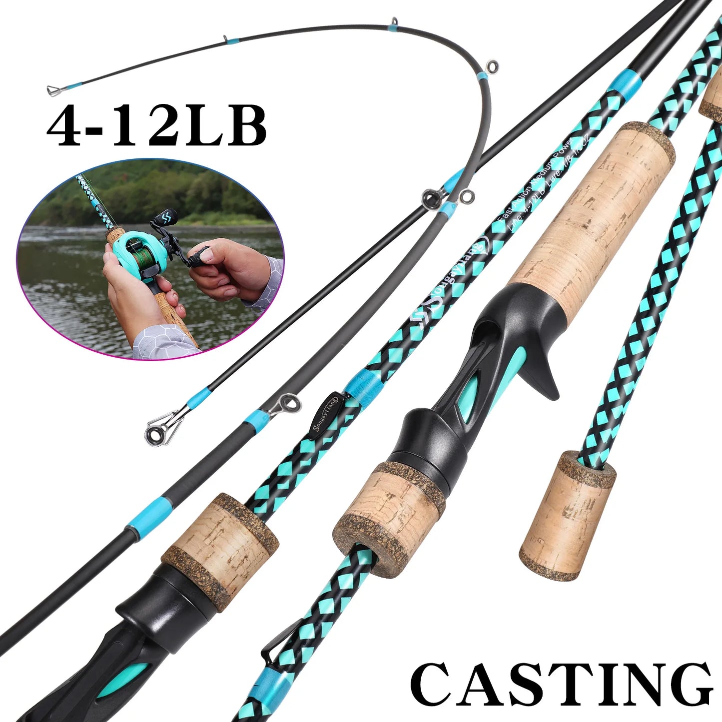 Carbon Ultra Light Rod with Cork Handle for Freshwater and Saltwater