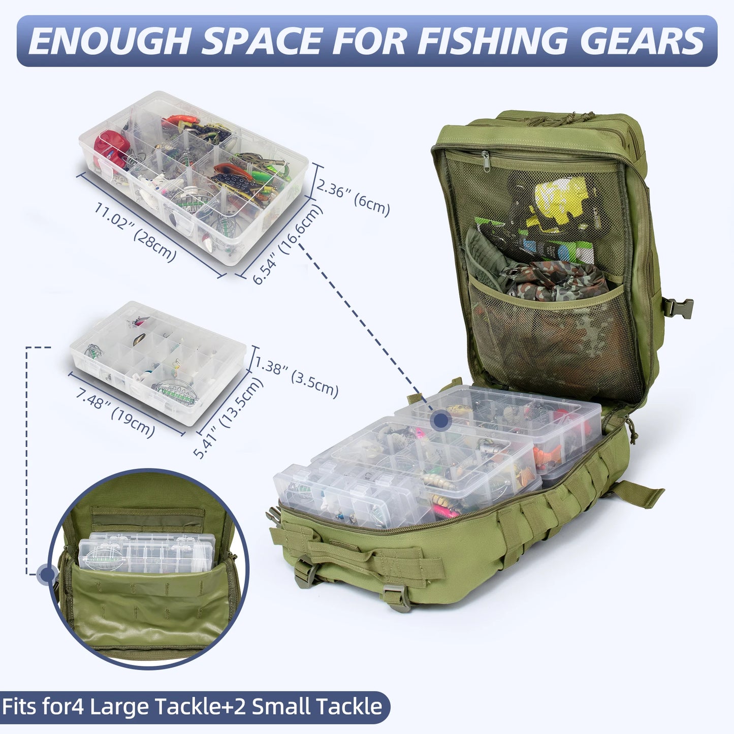 45L Fishing Hunting Bag Tactical Backpack Men's Travel Rucksack Waterproof Outdoor