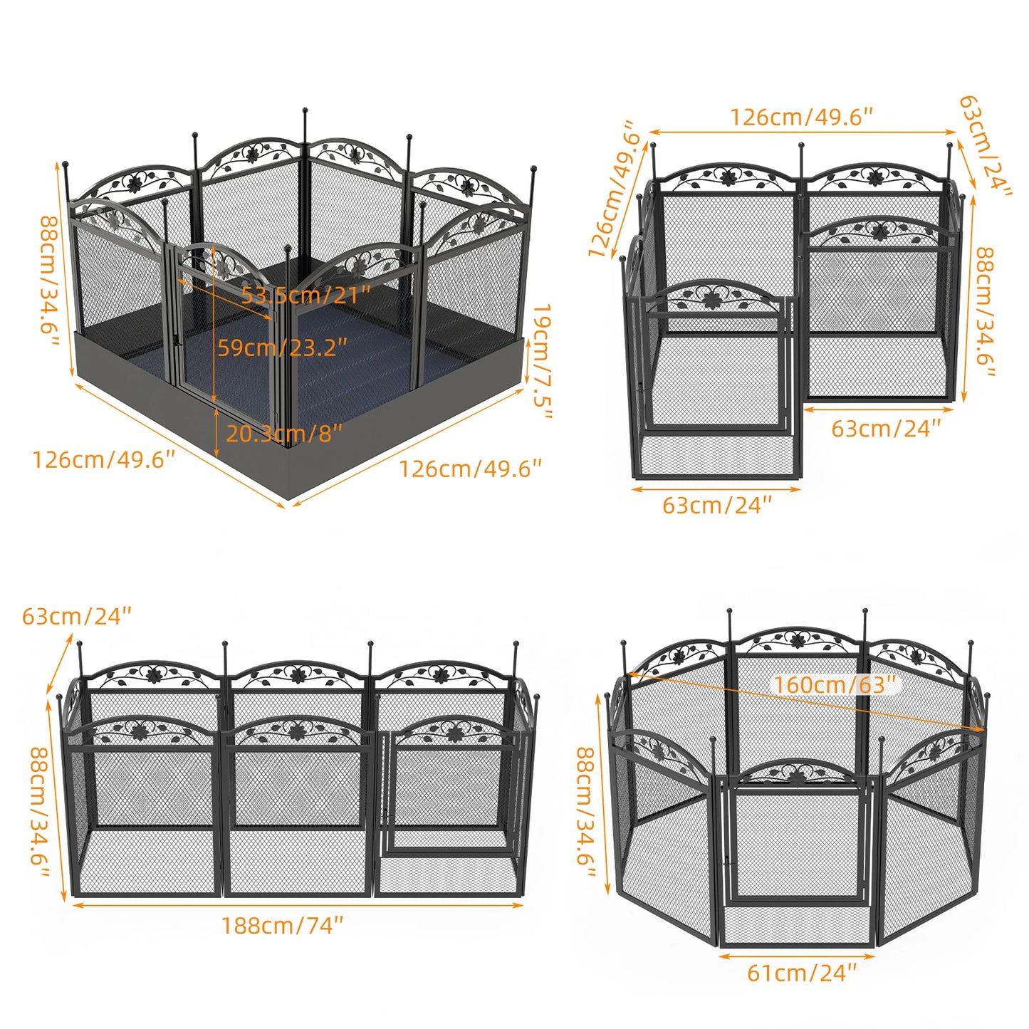 8 Panels Heavy Duty Dog Playpen Pen Outdoor Indoor
