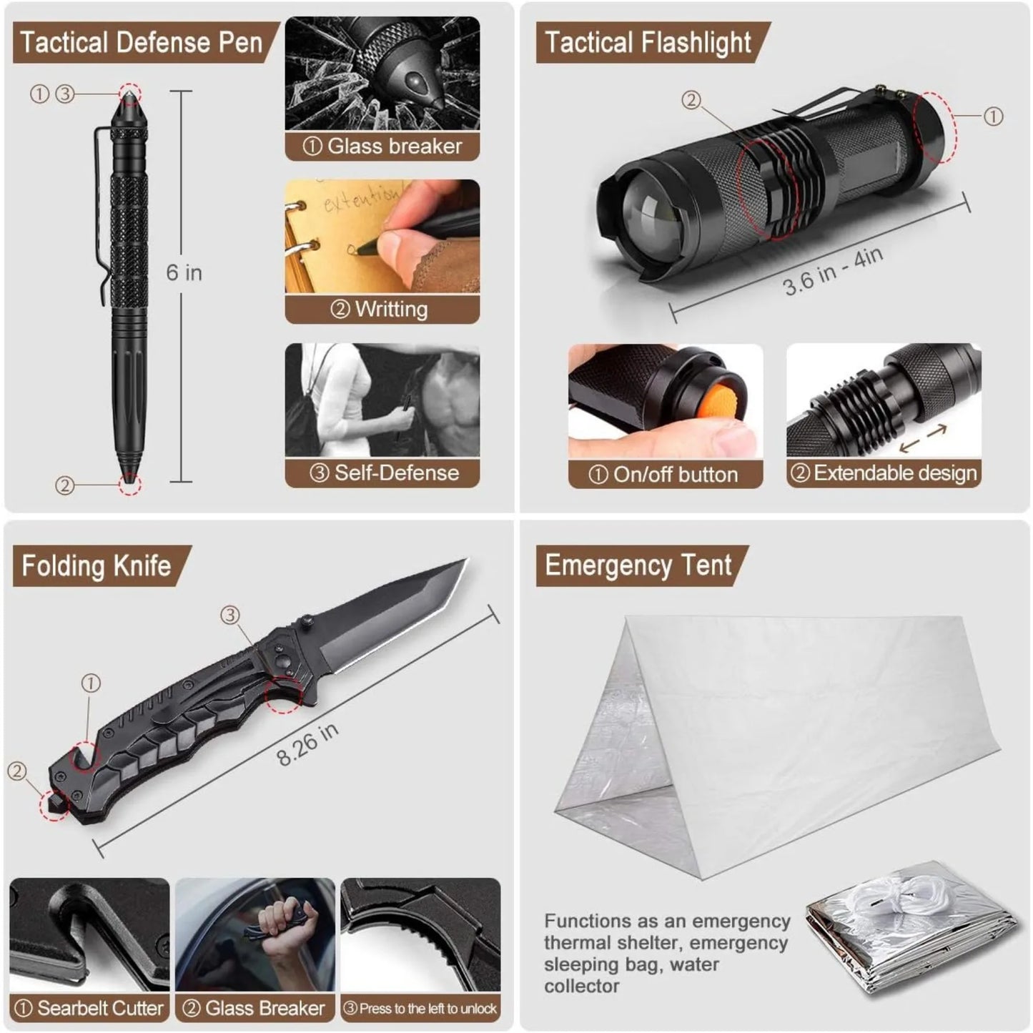 238Pcs Emergency Survival Kit, Professional Survival Gear
