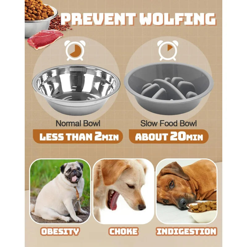 Adjustable Elevated Dog Bowls Stand with 3 Stainless Steel Bowls