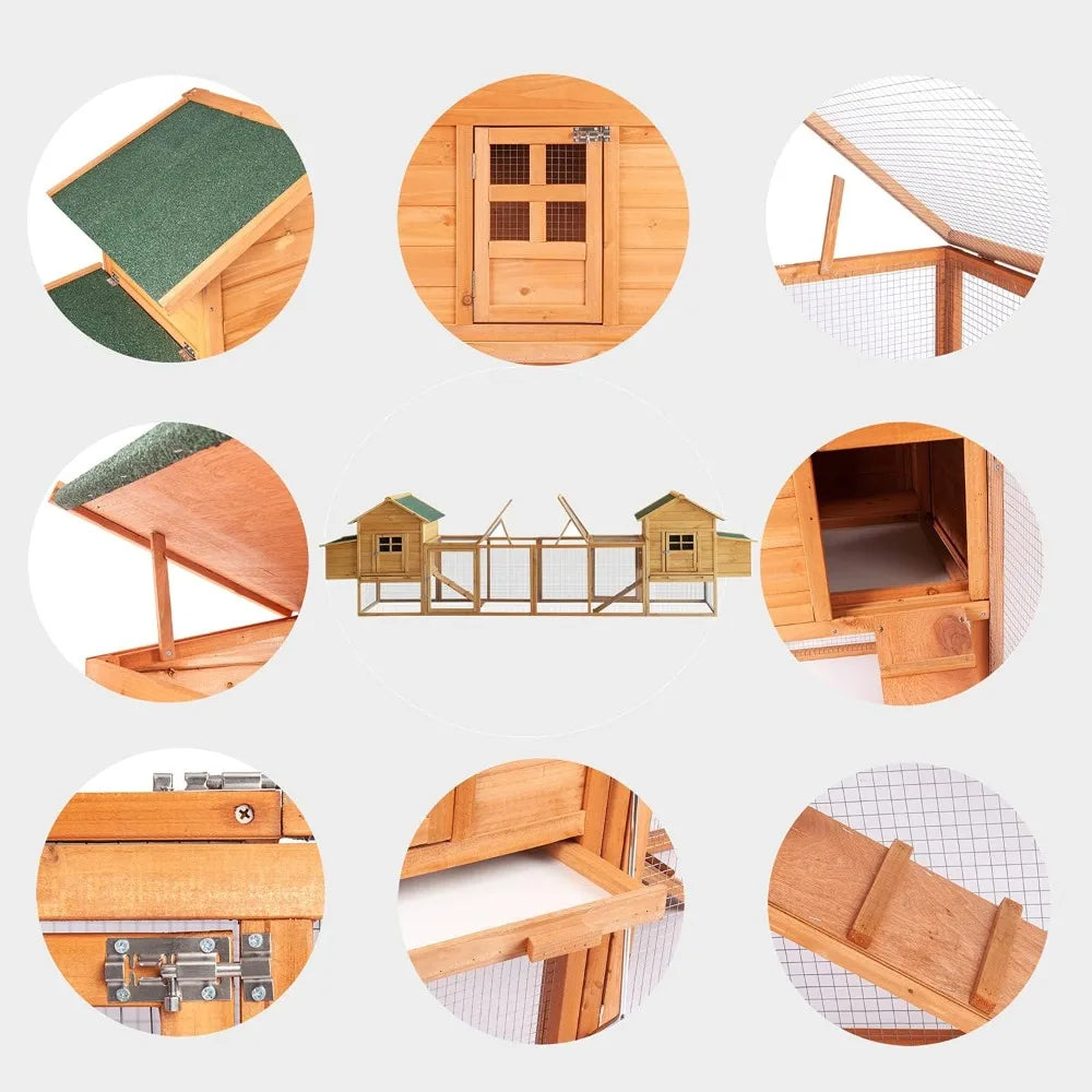 Outdoor Chicken Coop for 4-8 Chickens Wooden Hen Rabbit House