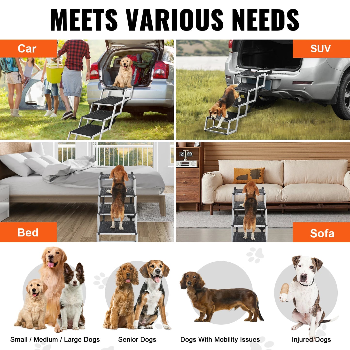 Dog Stair for Car Steps Folding Portable Pet Steps 150 lbs