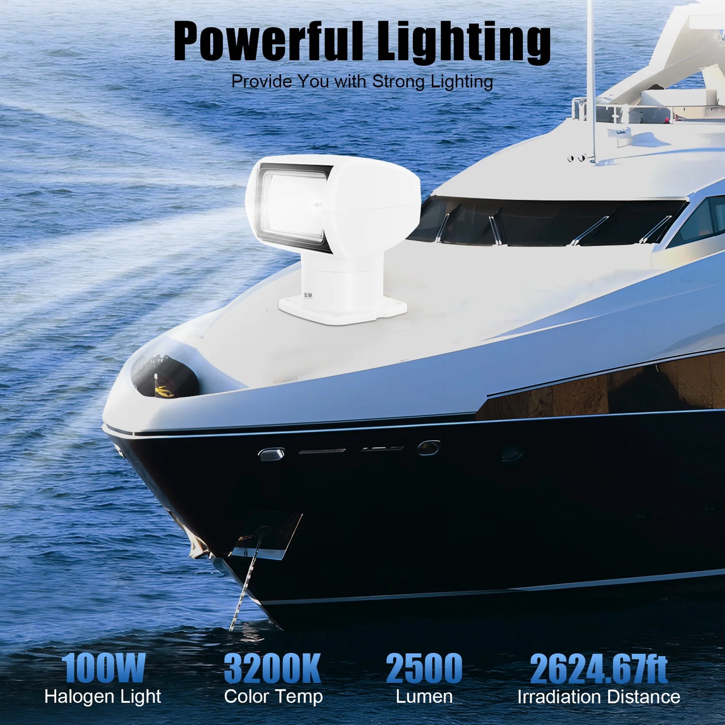 Boat Search Light Remote Control Spotlight 2500 Lumen