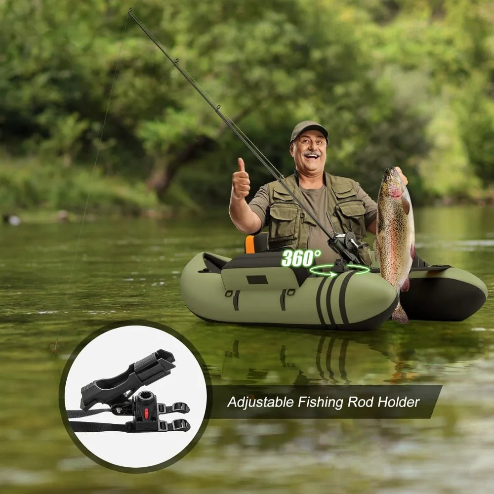 Float tube, 350 lb inflatable fishing boat with paddle, pump, fin,
