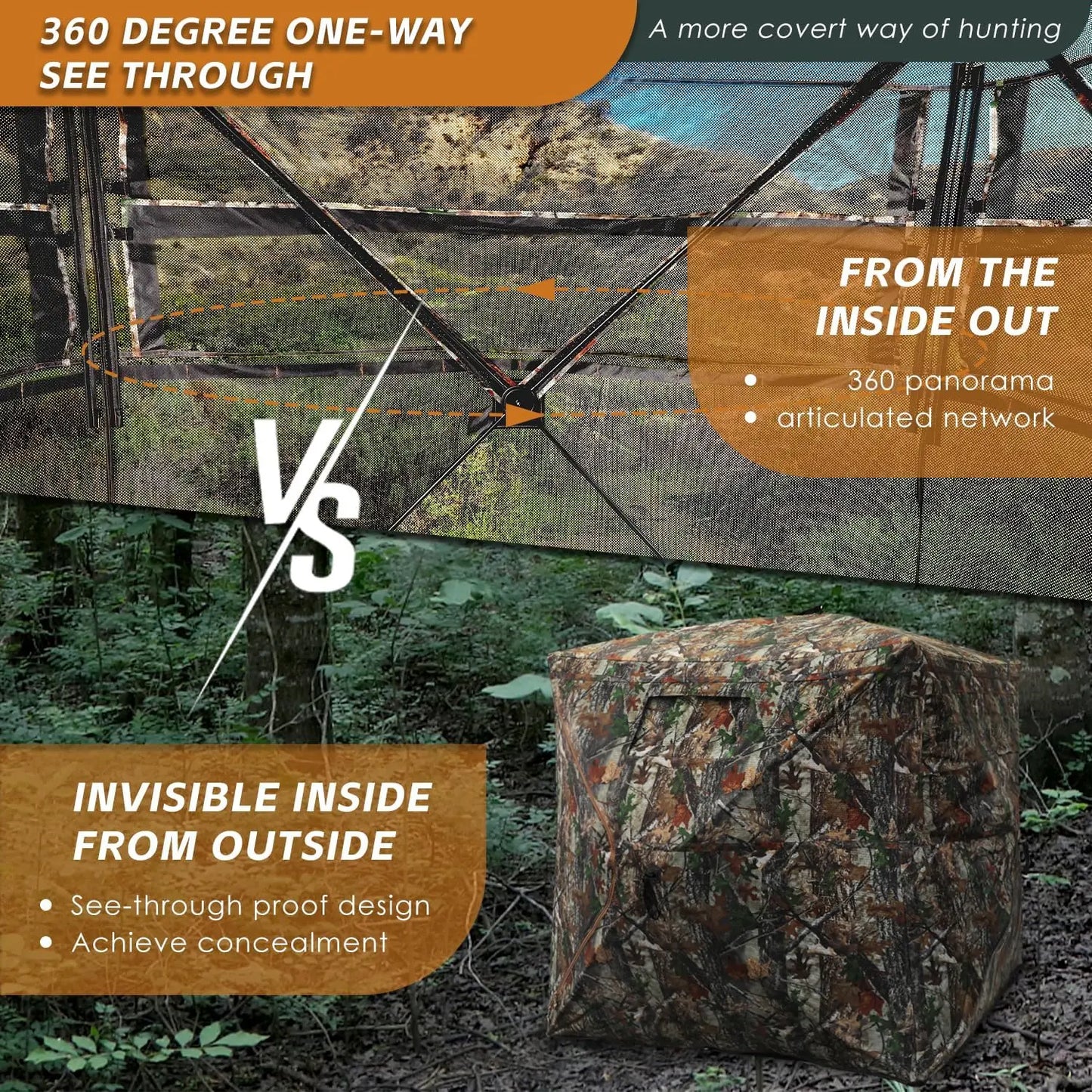 Hunting Blind With Floor Mat 360 Degree See Through Shelter