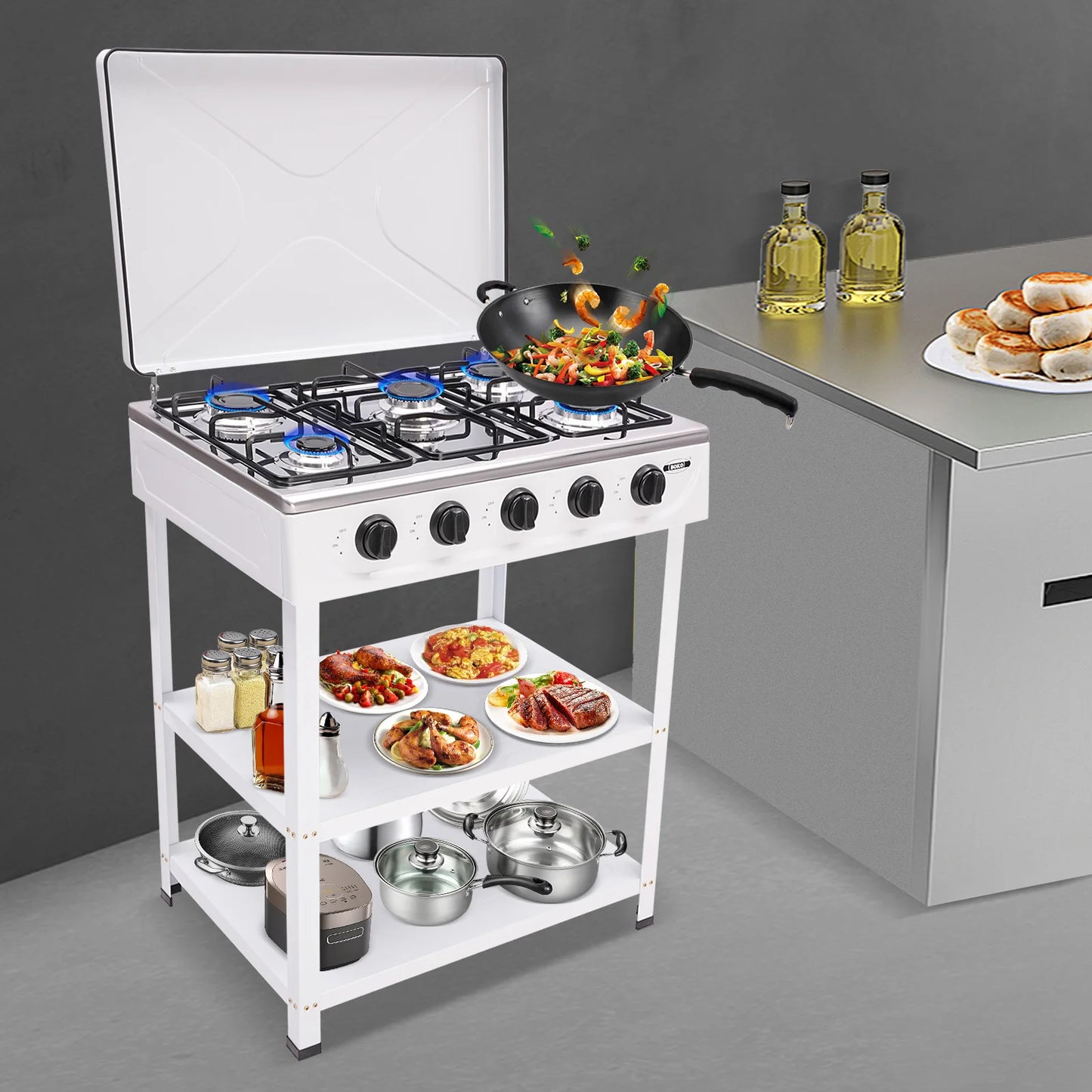 Professional 5-Burner Natural Gas Stove