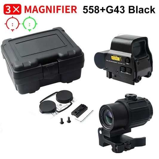 Red Dot Optic Sight Tactical Hunting Gear W/20mm Rail Mounts&Quick Detach Lever