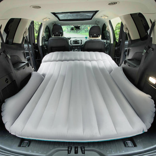 Inflatable Camping Bed with Electric Pump for Trunk & Rear Seat Gray/Blue, No Pillows