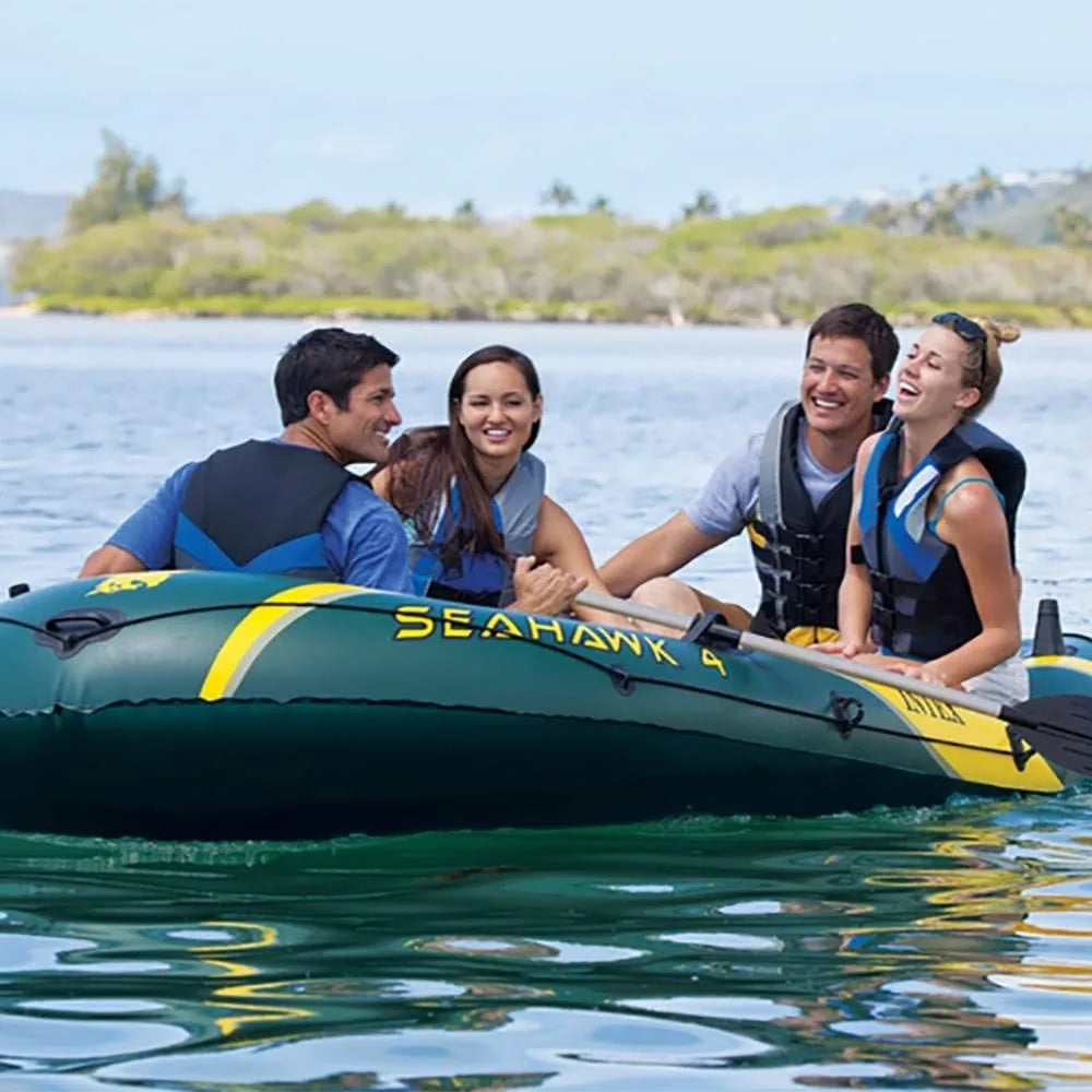 Seahawk Inflatable Boat Aluminum Oars and High-Output Pump