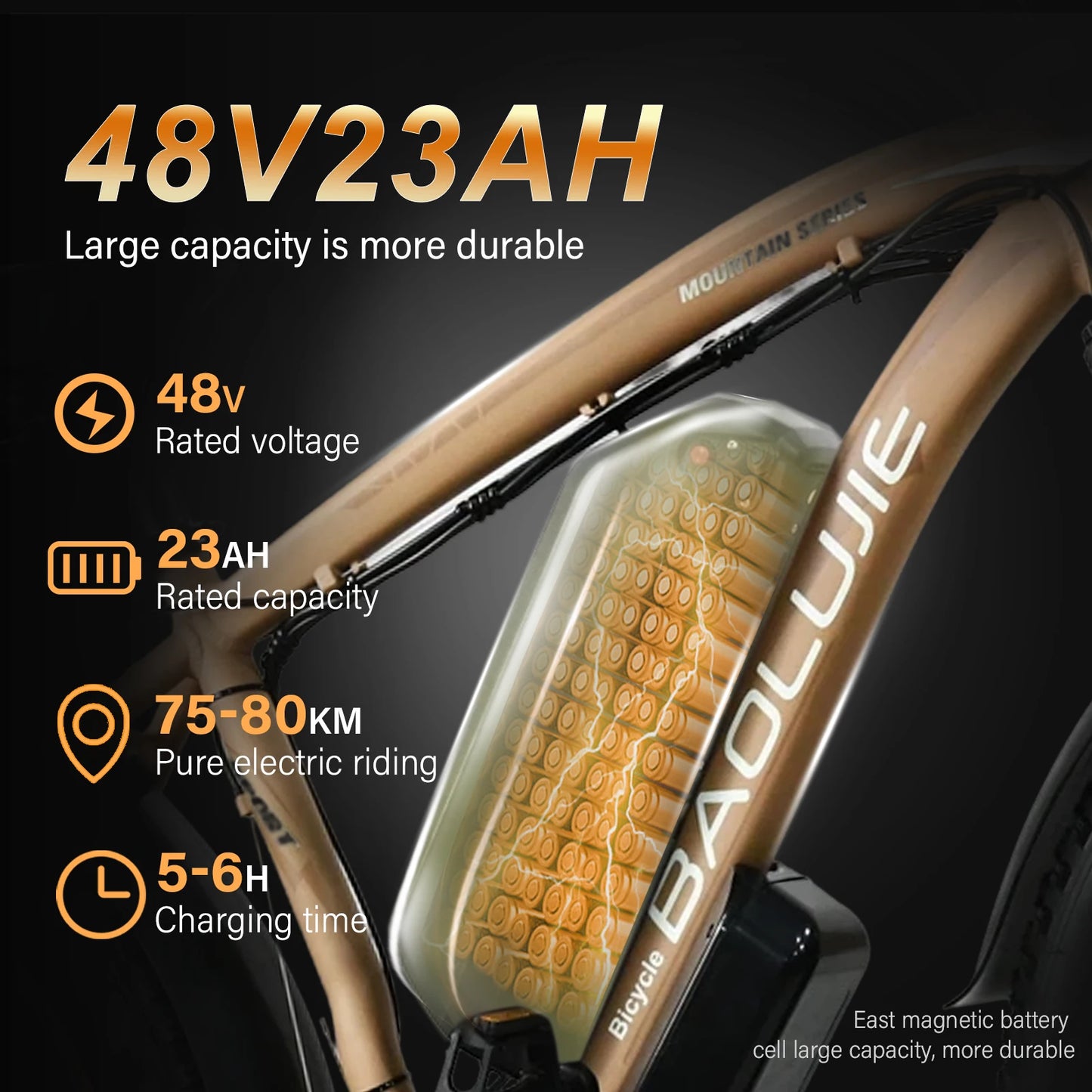 3000W Electric Commuter All Terrain Bike With 48V 23Ah Battery