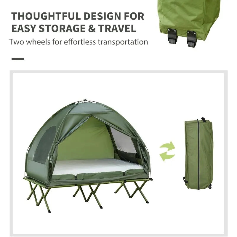 2 Person Foldable Camping Cot with Tent,