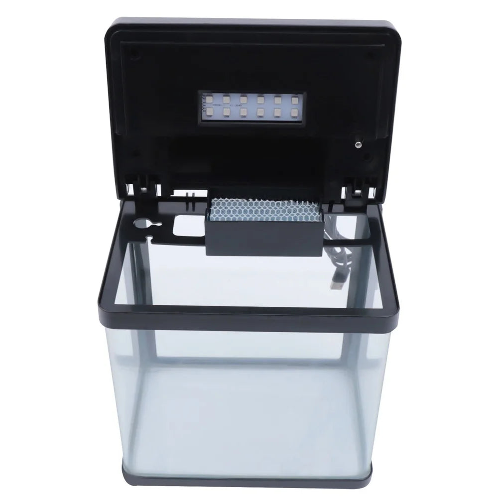 2.5 Gallon Aquarium Starter Kit LED Light Power Filter Desktop Fish Tank