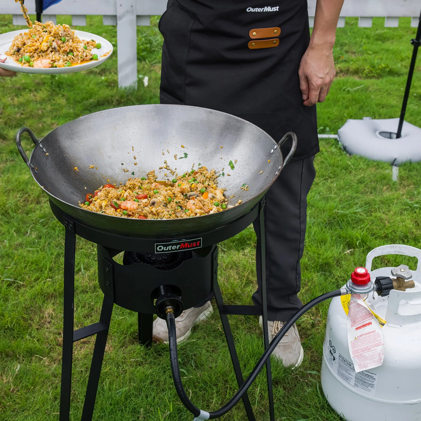 Iron Wok and Burner 54000 BTU for Outdoor Cooking