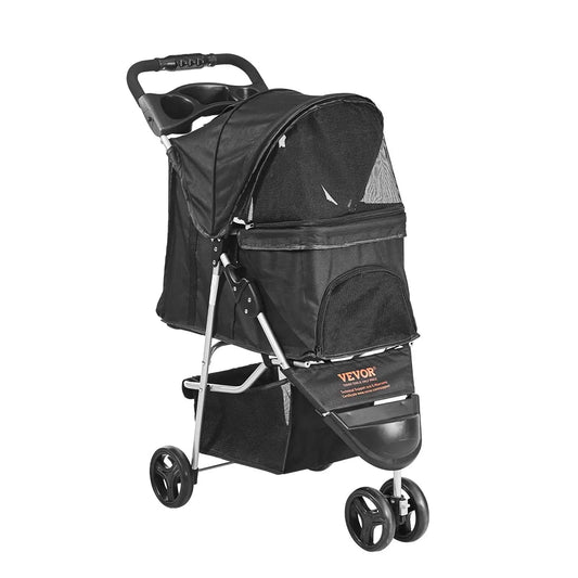 New Pet Stroller, 3 Wheels Dog Stroller Rotate with Brakes,