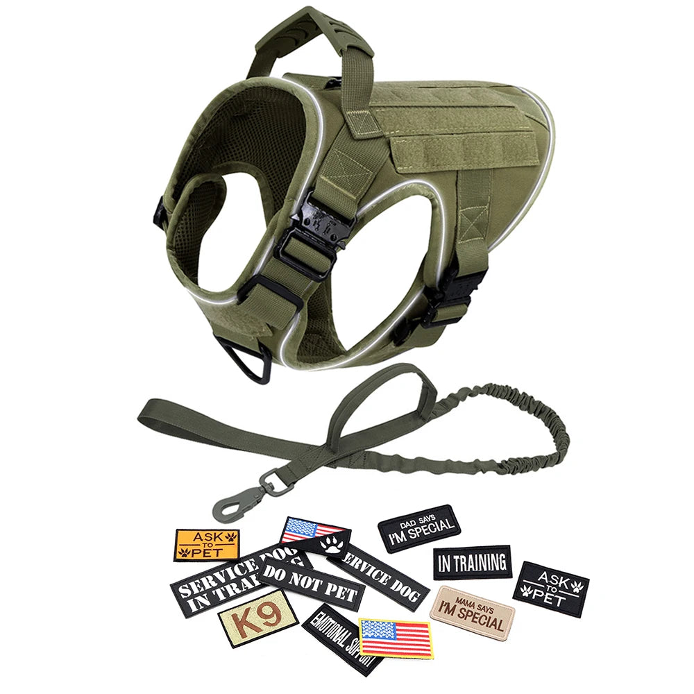Reflective Dog Harness with 4 Metal Buckles