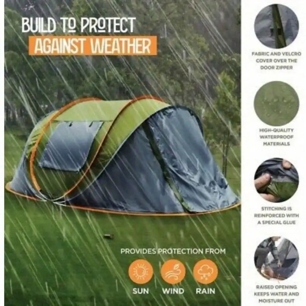 Camping Tent - 4-Person Easy Pop Up Waterproof
