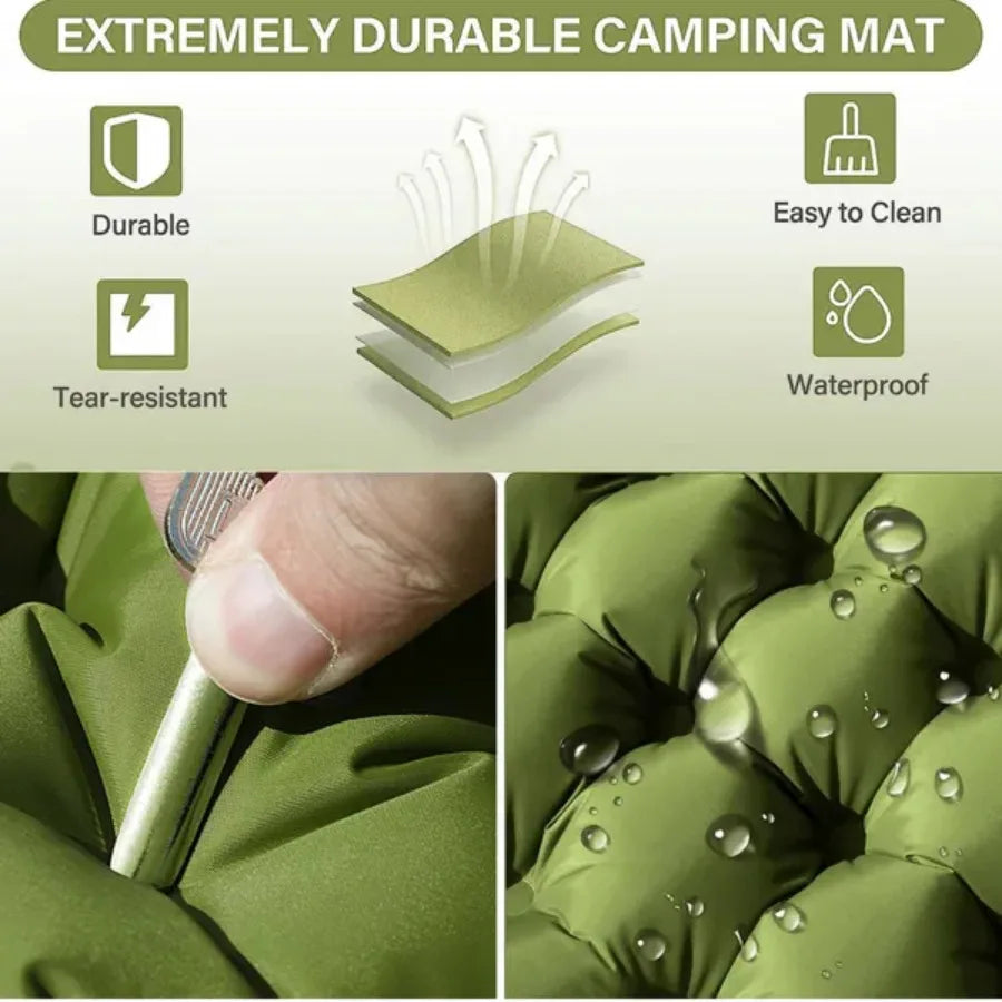 Double Air Mattress with Pillow Built-in Foot Pump 4-inch