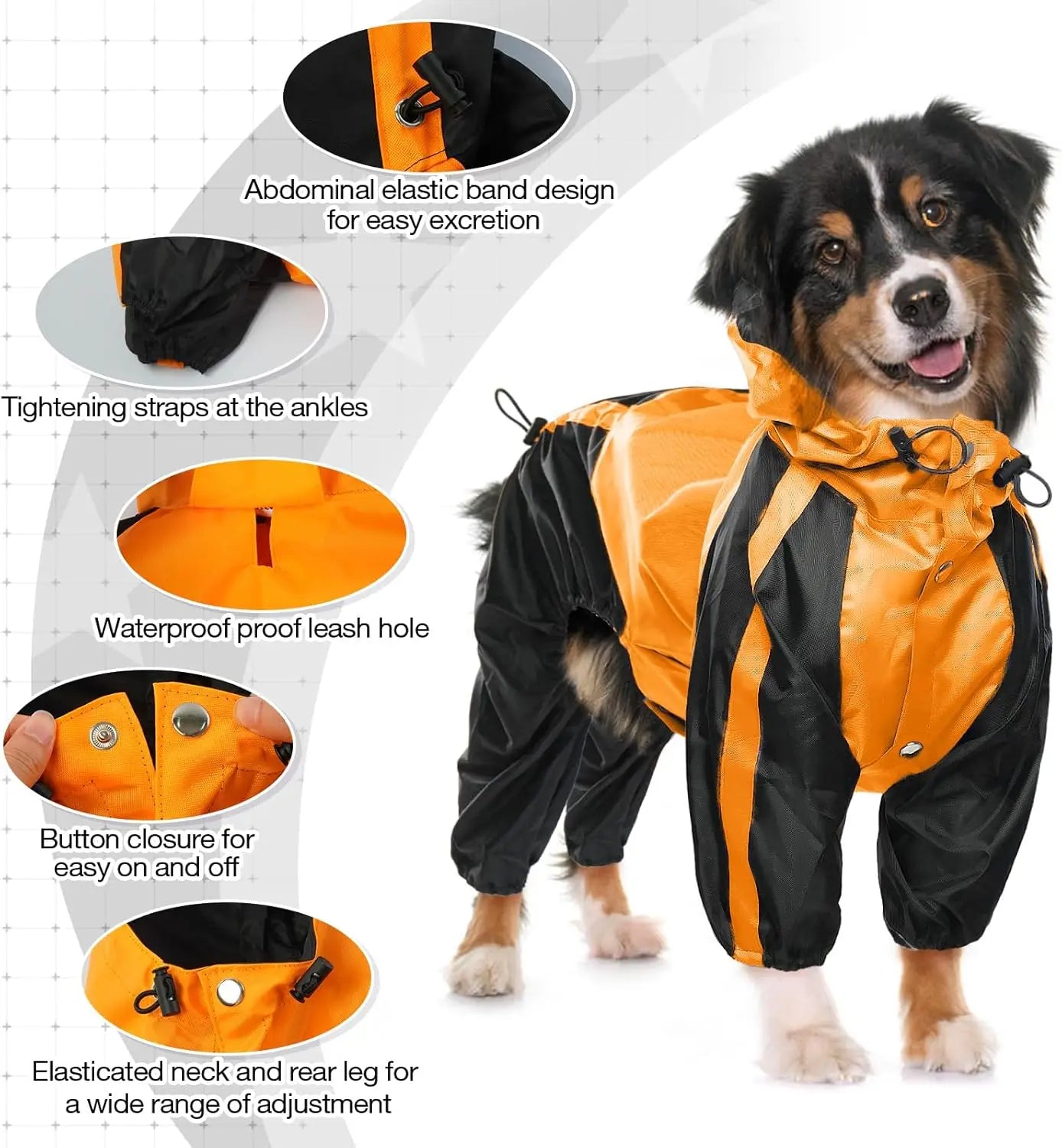 Dog Raincoat Waterproof Hood, Snow-Proof Rainwear