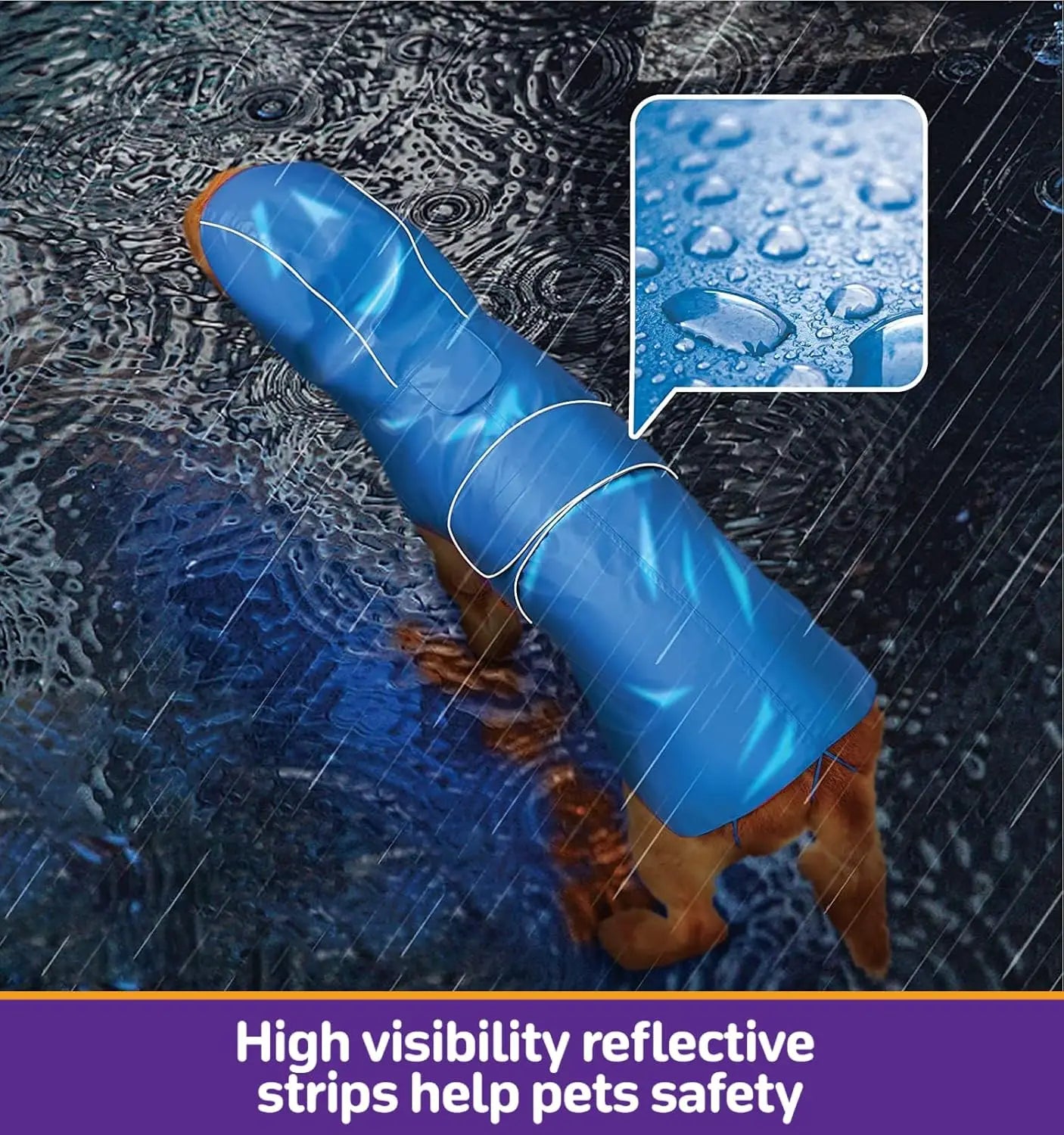 Dog Raincoat Reversible Single Side Slicker Poncho