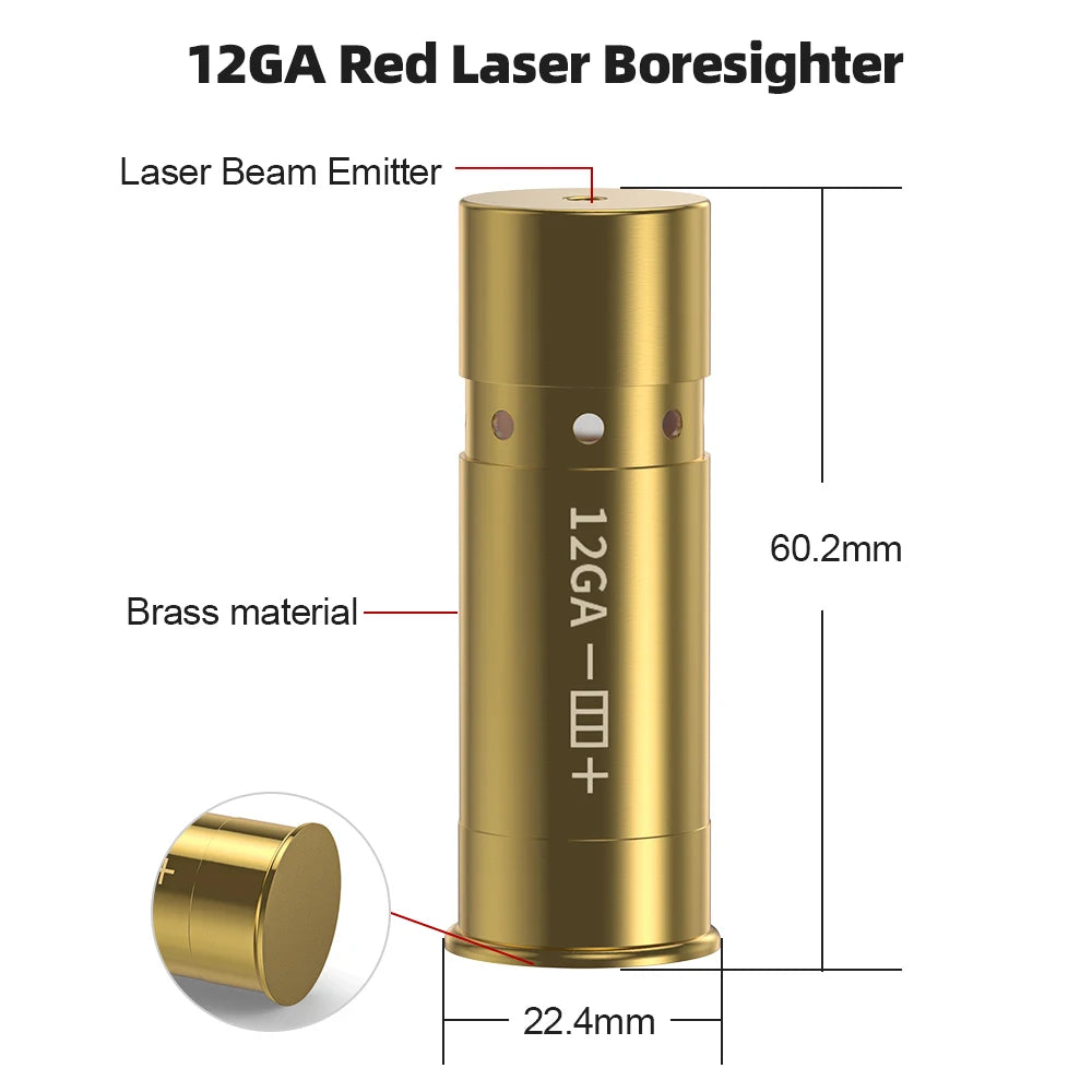 12GA Cartridge Red Dot Laser Boresighter