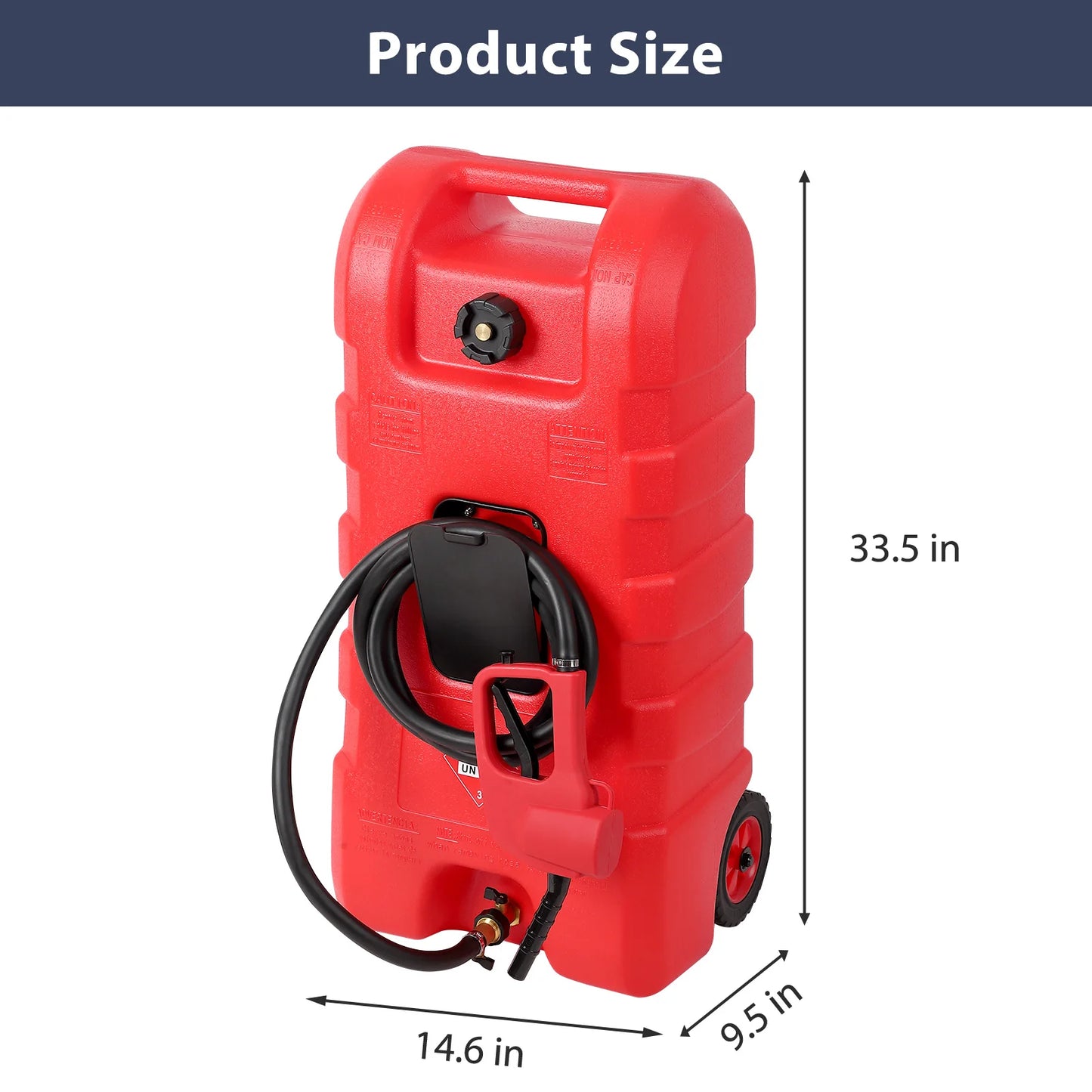 15 Gallon Portable Gas Fuel Tank Siphon Pump And 10ft Hose