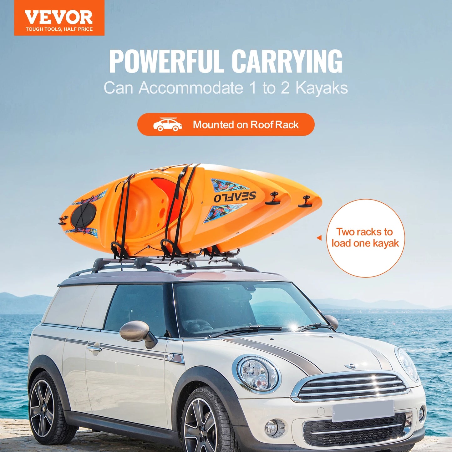 Kayak Roof Rack 2 Pairs J-Bar for Easy Kayak Transport