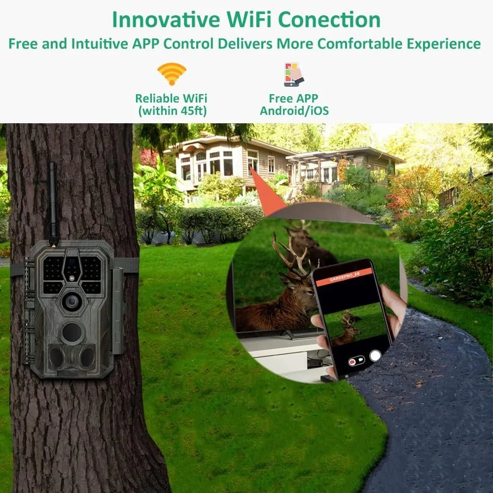 Trail Camera WiFi 32MP 1296p Fast 0.1s Trigger Speed Motion Activated 100ft