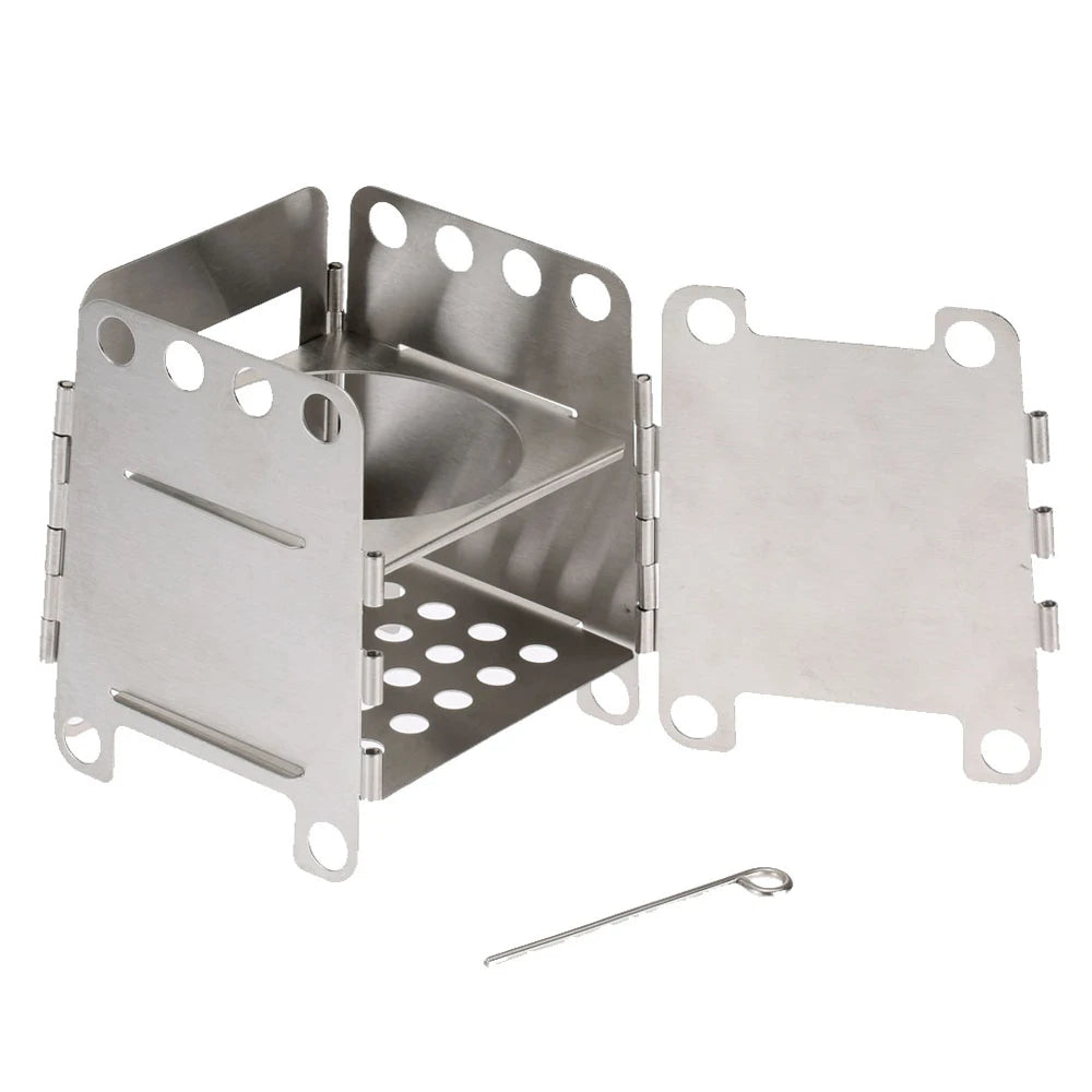 Portable Stainless Steel Lightweight Folding Wood Stove Pocket Stove Camping  Backpacking Stove