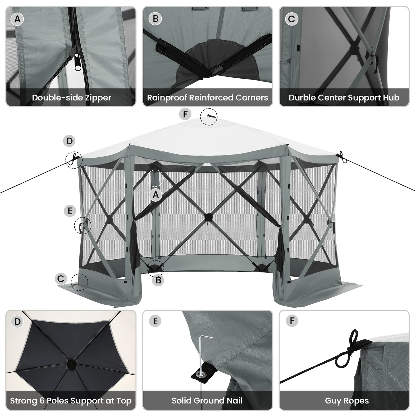 Pop up Gazebo for Camping, 12x12ft  Screened