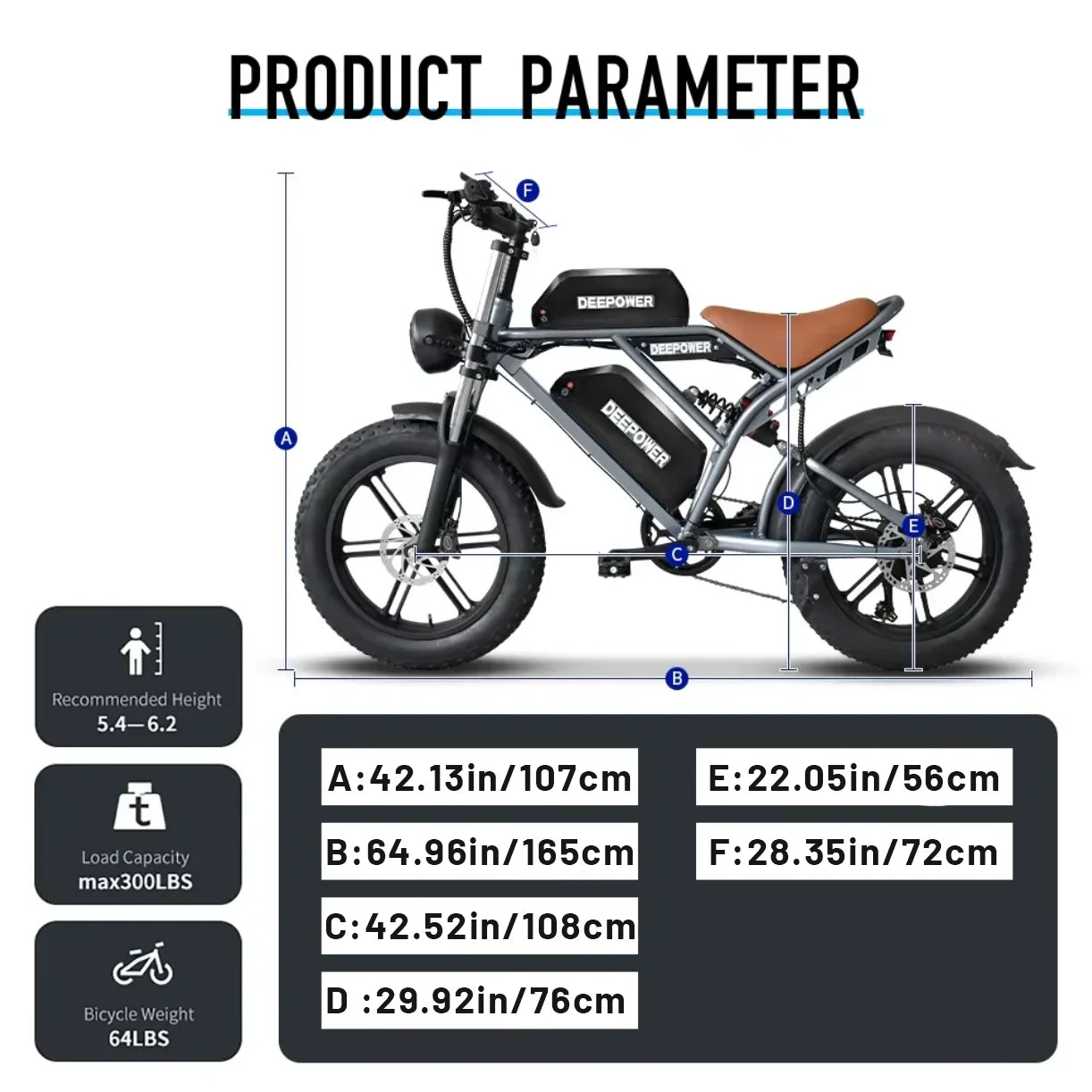 DEEPOWER Off Road Electric Bike S7Pro 1500W Motor 48V 60Ah LG Battery All Terrain
