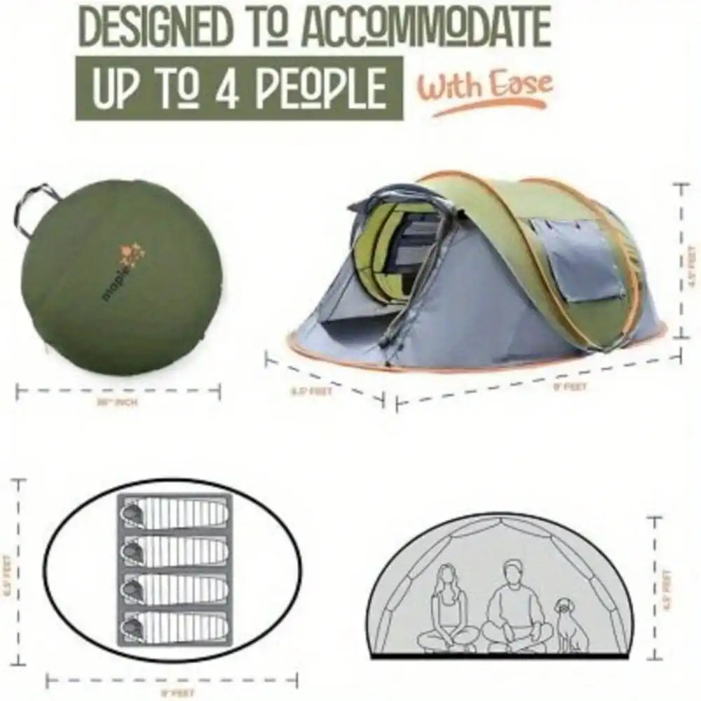 Camping Tent - 4-Person Easy Pop Up Waterproof